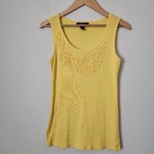 Style & Co. Yellow Tank Top with Applique & Beadwork, Size M